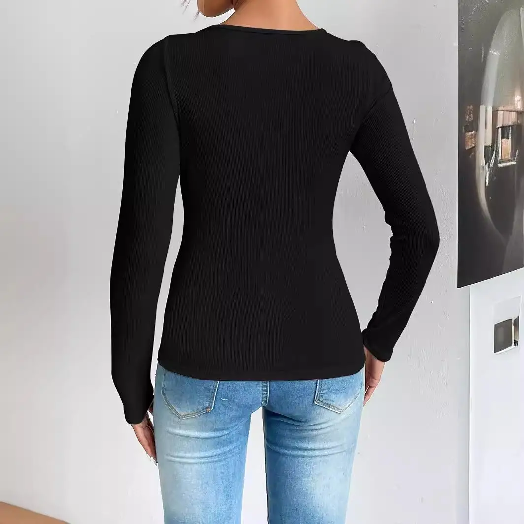 

Women's Sweet Sle Long Sve ip Collar irt ort Sved Look Polyester Fiber Knitted Sweater Spring 2024 Seasonal Wear