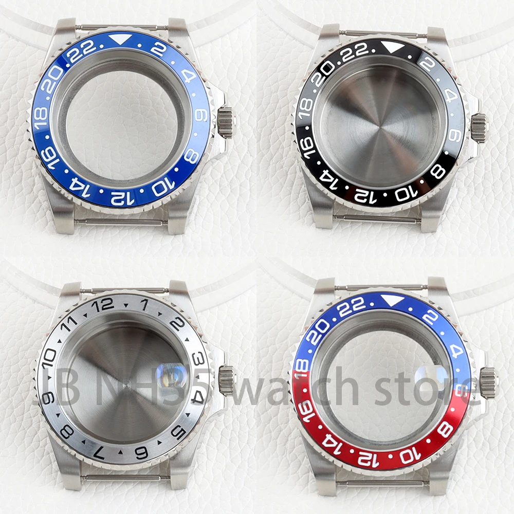

Серебряный корпус часов NH35 40 мм, сапфировое стекло для NH34 NH35 NH36 NH38 Механизм GMT, твердый корпус из нержавеющей стали 316L, водонепроницаемый корпус 100 м