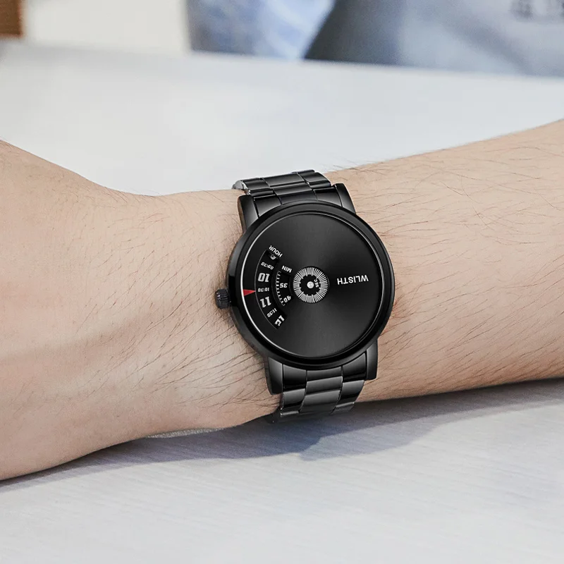 

Men Watch Black Stainless Steel Quartz Unique Watches Mens Fashion Casual Handsome Men's Watch Relogio Masculino Male reloj