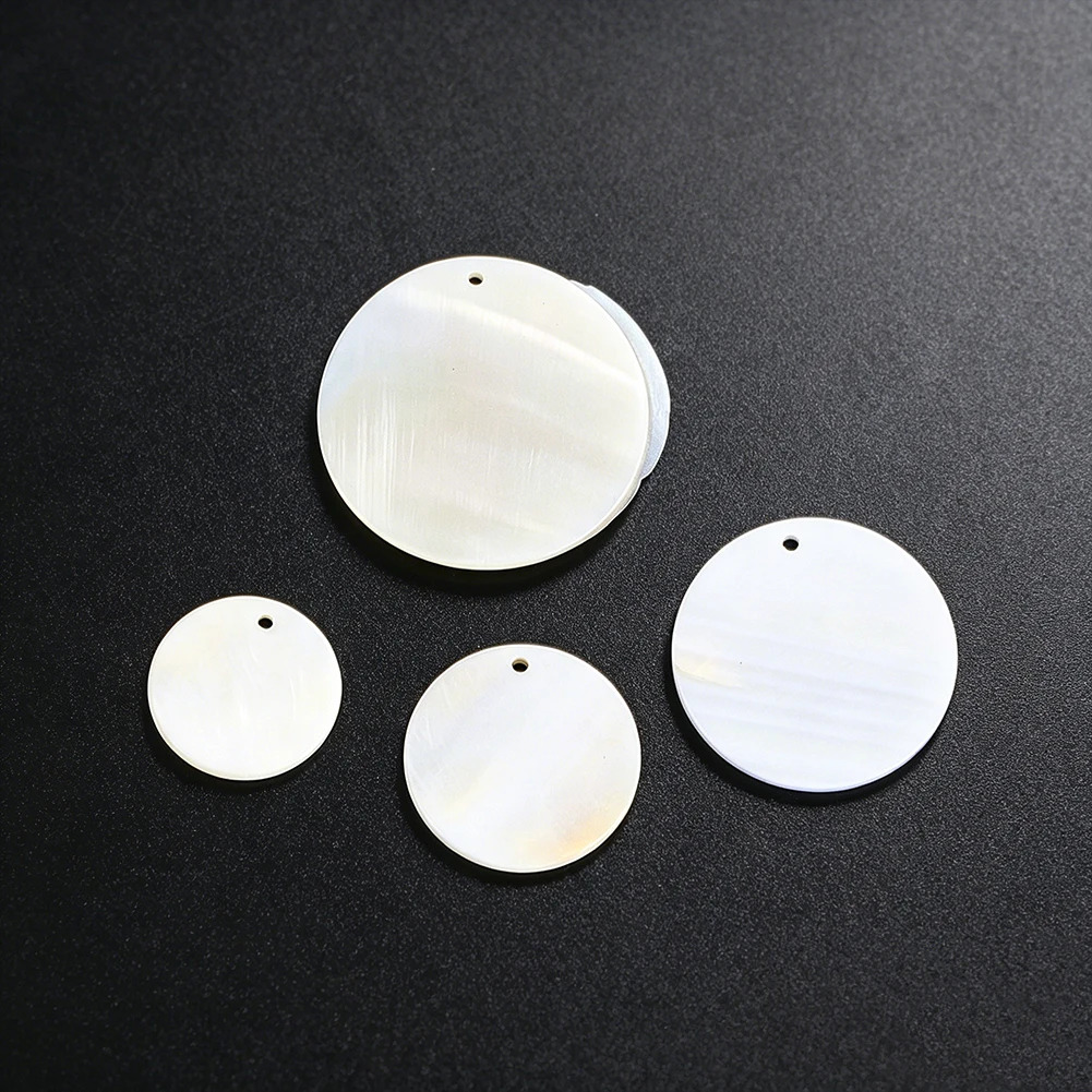 Flat Round Mother of Pearl Pendant Blank Shell Disc Charm Single Hole For DIY Jewelry Making Earring Necklace Bracelet Craft