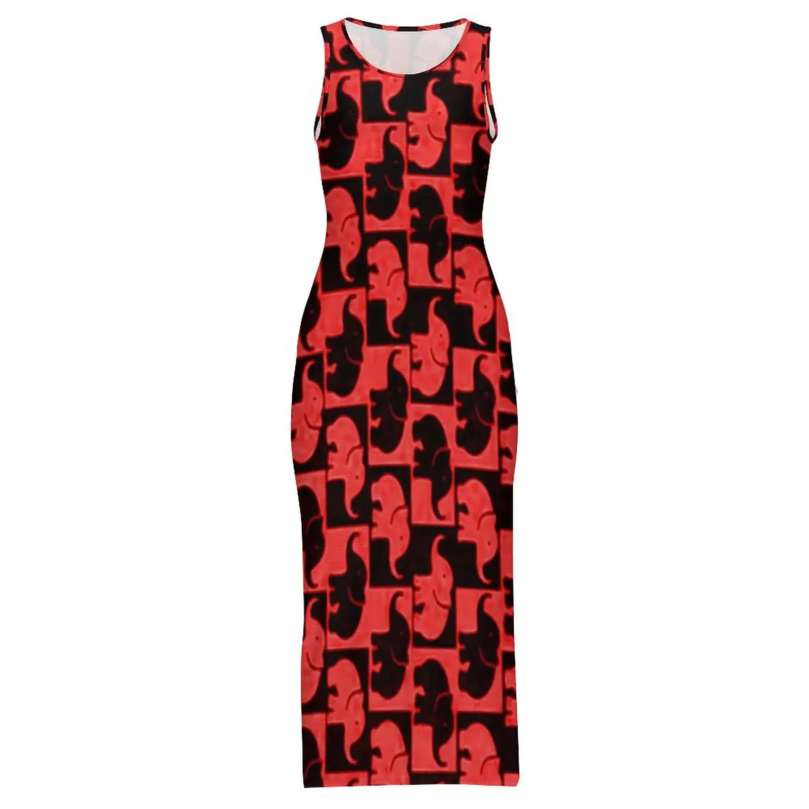 Dancing Elephant Bodycon Dress Summer Cartoon Animal Club Party Maxi Dresses Female Sleeveless Graphic Fashion Dress Big Size