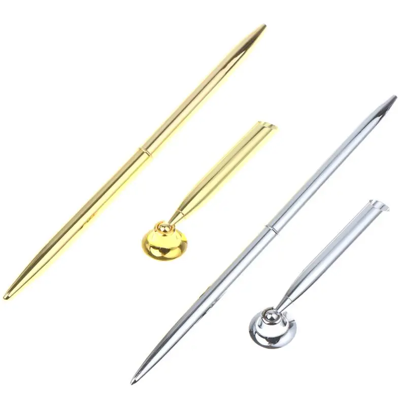 Ballpoint Pen, Retro Metal Ballpoint Pen Attached Base Stand Desk Office Counter Wedding Guest Sign Signature Pens Set