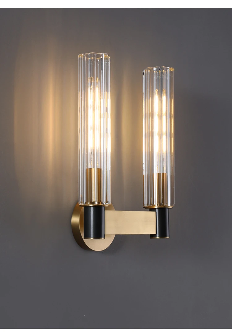 Clear Crystal LED Wall Sconces Brass