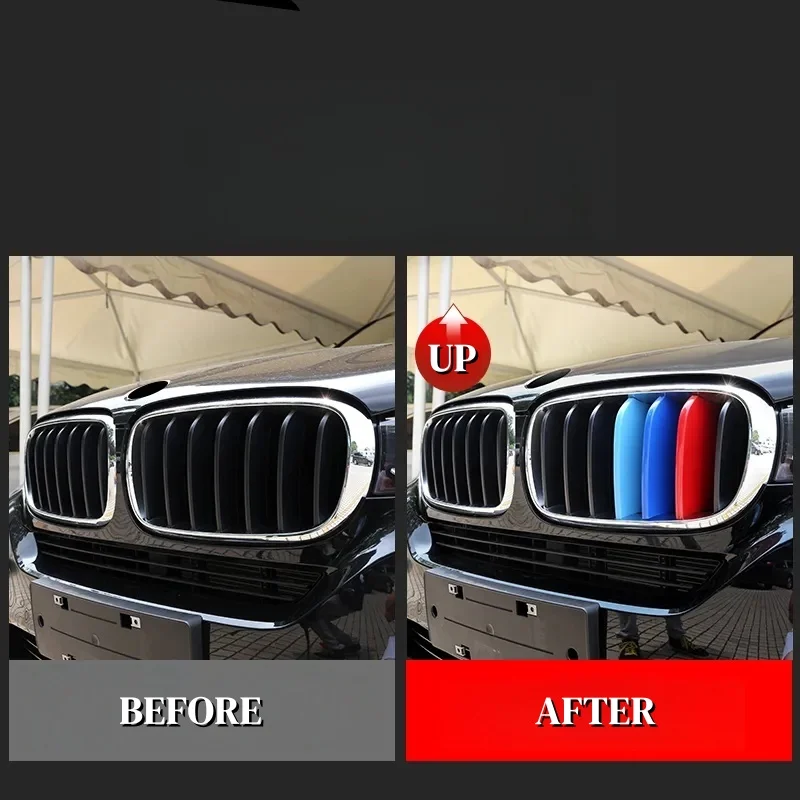 3pcs Front Grille Strip For BMW X5 E53 E70 F15 G05 1998-2022 BMW X6 E71 E72 F16 2008-2018 Motorsport Power M Trim Cover