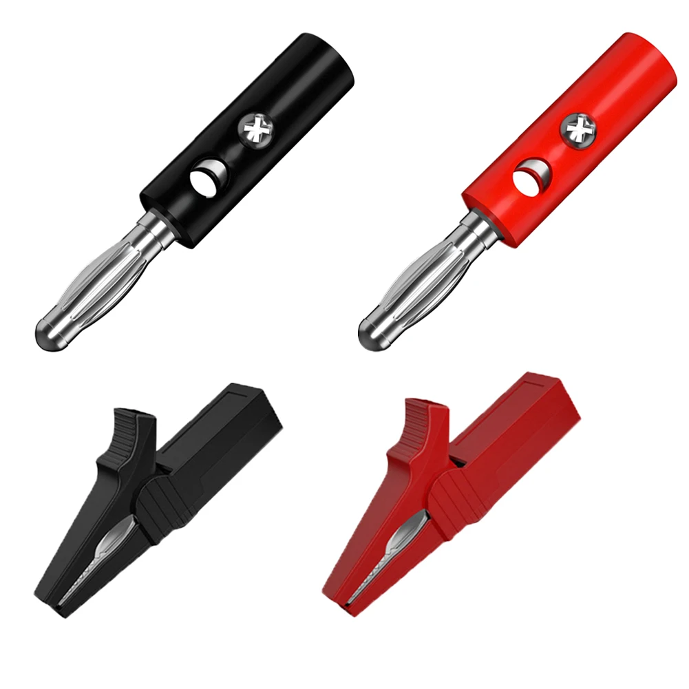 2 Pack Electrical Test Leads with Safety Insulated Crocodile Clips and 4mm Banana Connector for Accurate Testing and Measurement