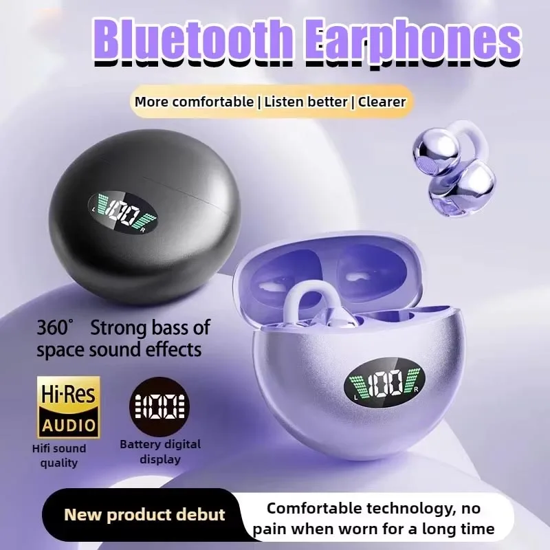 2026 Bluetooth Earphones Wireless Non In Ear Clip Noise Reduction Ultra Long Endurance Mini High Quality Game Sports Earphones