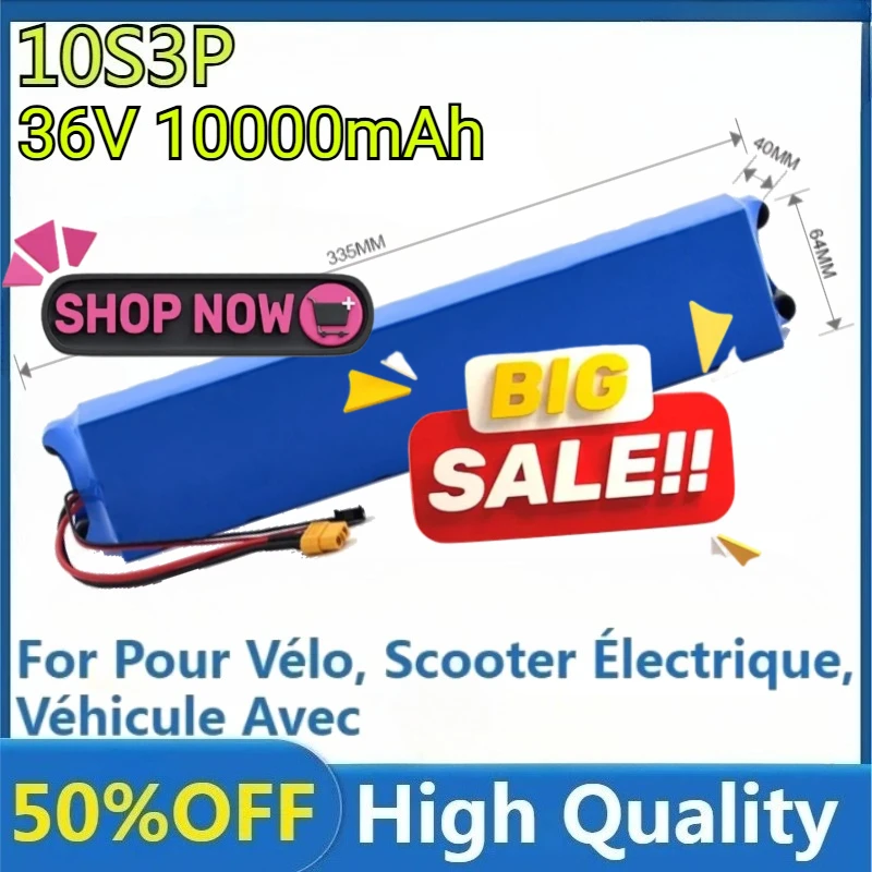 

For Pour Vélo, Scooter Électrique, Véhicule Avec BMS New 10S3P High Quality Batterie Au Lithium 10S3P, 36V 18650 Batterie