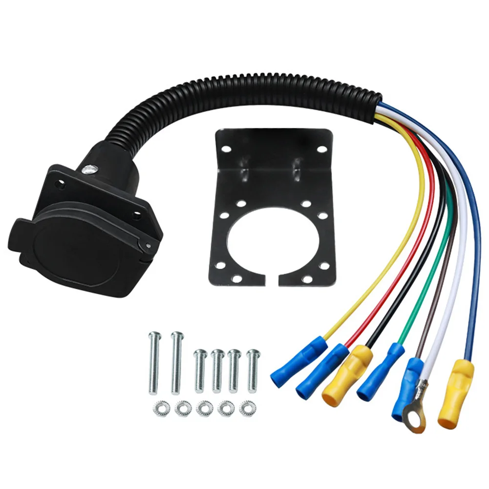 

Разъем-удлинитель для прицепа с кронштейном, 7-контактная гнездовая розетка, устойчивая к ржавчине, для прицепов, кемперов и активного отдыха