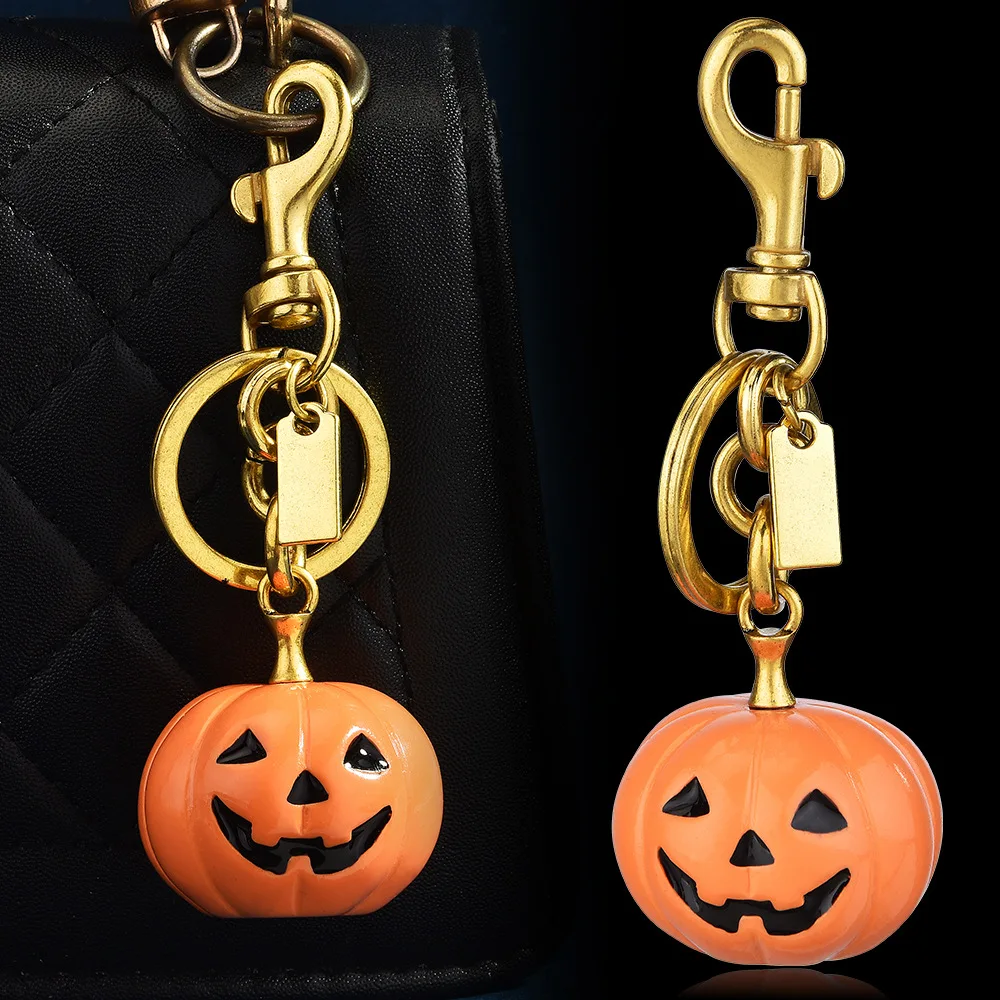Halloween Pumpkin Skull Keychain Horror Ghost Keyring Bag Charm Pendant for Women Men Fashion Car Key Chain Accessories Gift
