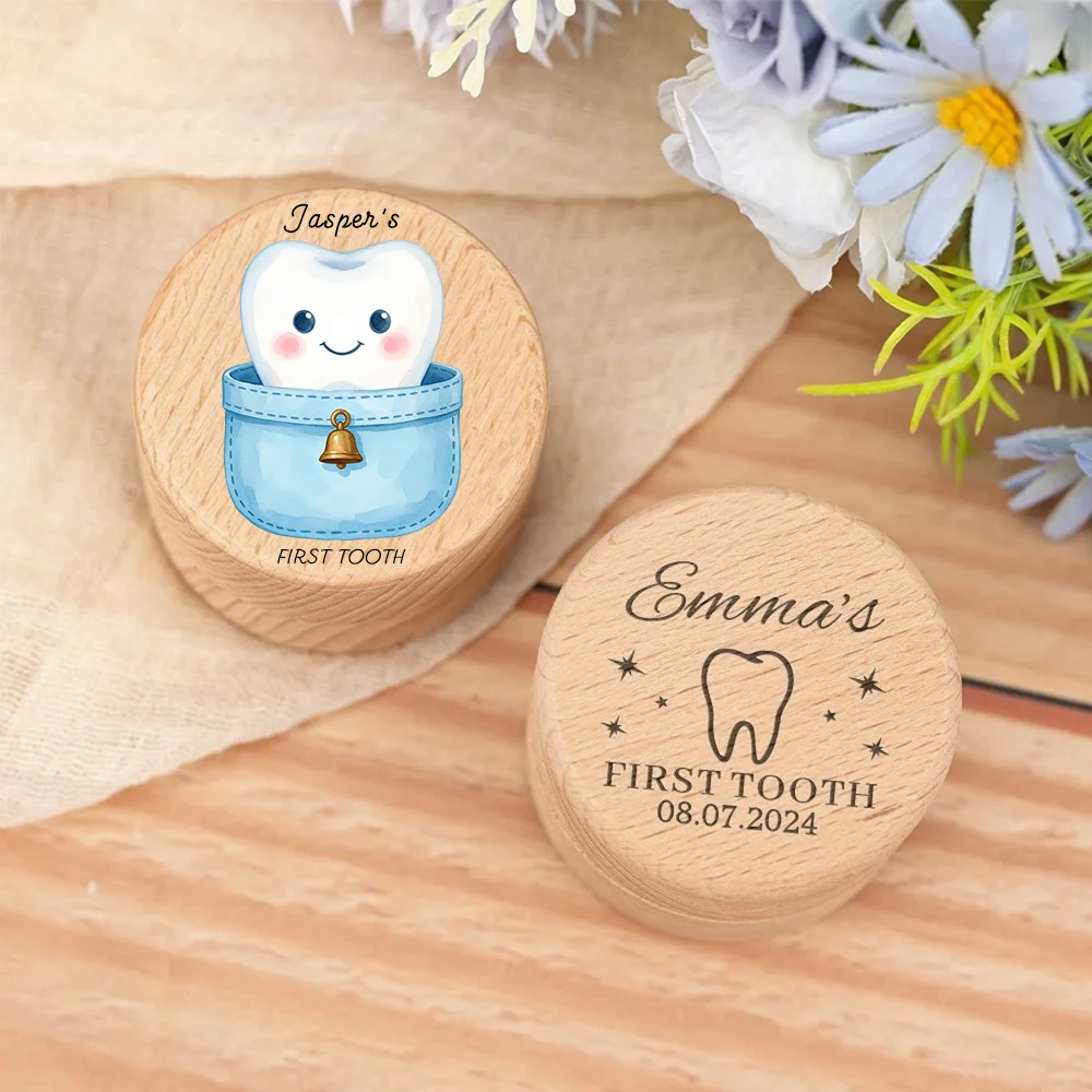 Personalized Tooth Fairy Box Jewelry Box Custom Engravable Name Initials Wood Organizer Room Decor Gift Tooth Collector Storage