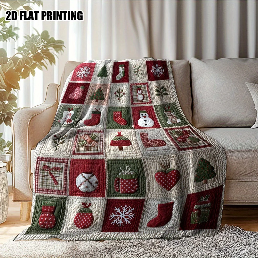 قطعة واحدة من بطانيات الفانيلا الاحتفالية لعيد الميلاد، مثالية للسفر والمكتب، مع رقاقات الثلج وأشجار عيد الميلاد والمزيد، بطانية مكتب #3