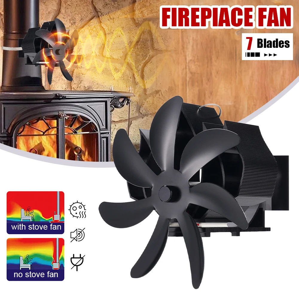 

Wall Mounted 6 Blades Stove Fan Heat Powered Fireplace Fan Log Wood Burner Eco-fan Quiet Fan Home Efficient Heat Distribution