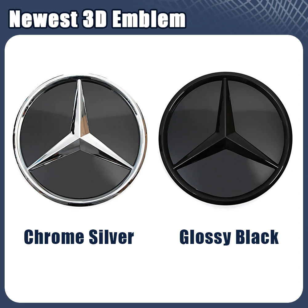 Glossy Black Newest 3D Front Grille Star Emblems Logo For Mercedes Benz C W205 A W177 S W217 SL CLA CLS GLA GLB Car Accessories