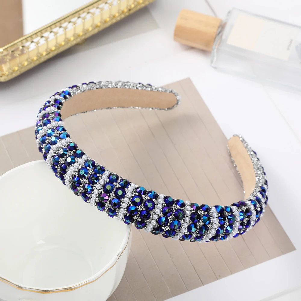 Rhinestones Retro Hair Hoops Women Party Festival Bezel Headbands For Women Out-going Hair Accessories Hairbands Hair Band