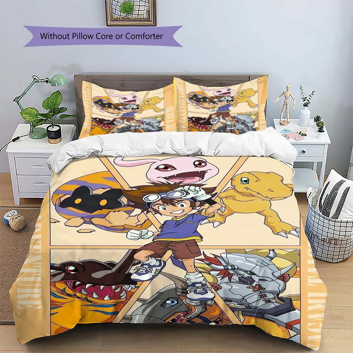 Digimon Adventure Exquisite Design Anime Patterned Duvet Cover Set & Case Daily Use Bedding Nice Fan Gift Home Ornament -xia97