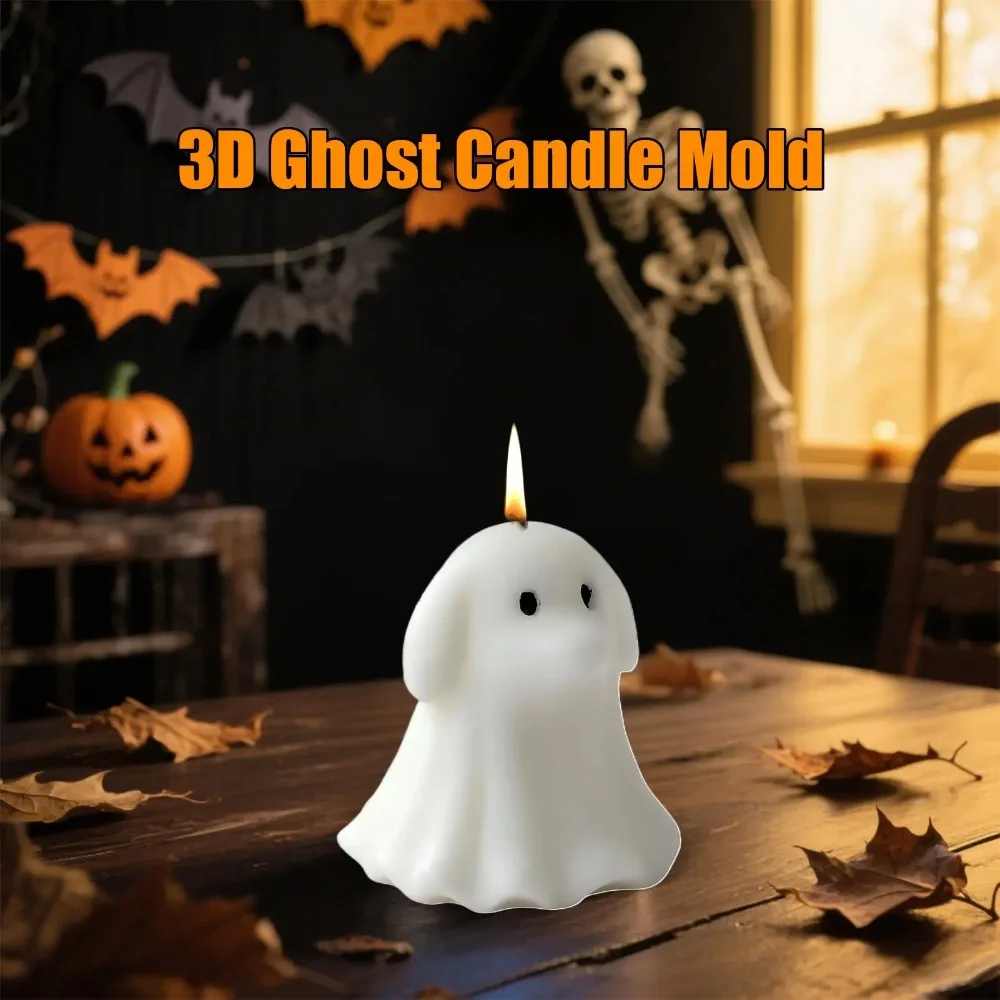 

2PCS Halloween Animal Ghost Candle Mold 3D Ghost Silicone Mold Suitable Making and Decorating Scented Candle Soap for Halloween
