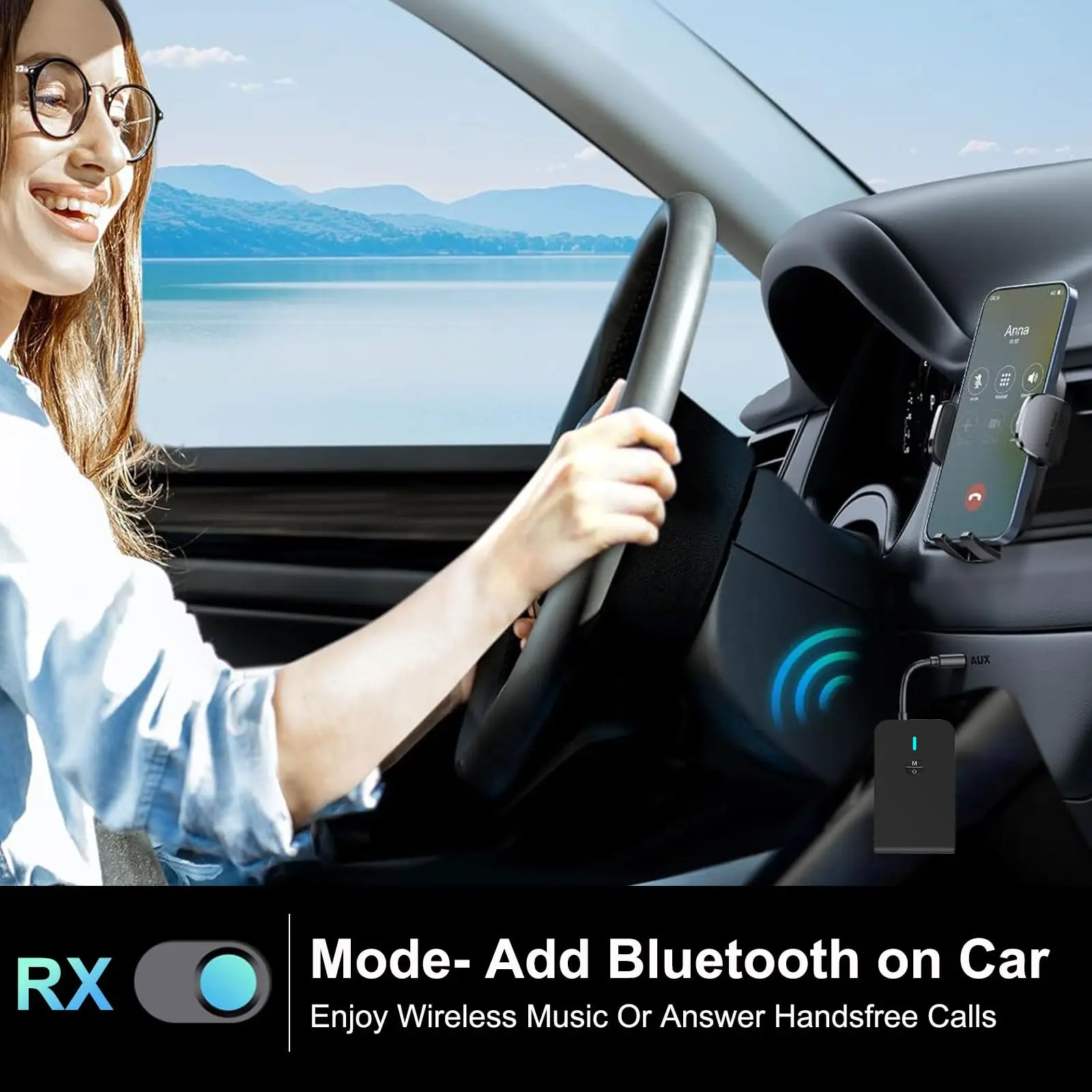 Hannord 2 in 1 Bluetooth 5.0 トランスミッター レシーバー 3.5mm Bluetooth アダプター 車載 TV PC スピーカー ヘッドホン用 3.5mm Aux ジャック付き