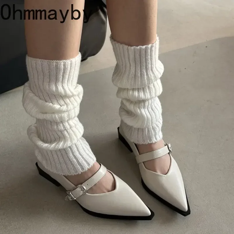 Mary Jane Shoes 2024 New Summer Pointed Toe Low Heel Women Shallow Single Pumps Women Fashion Buckle Shoes