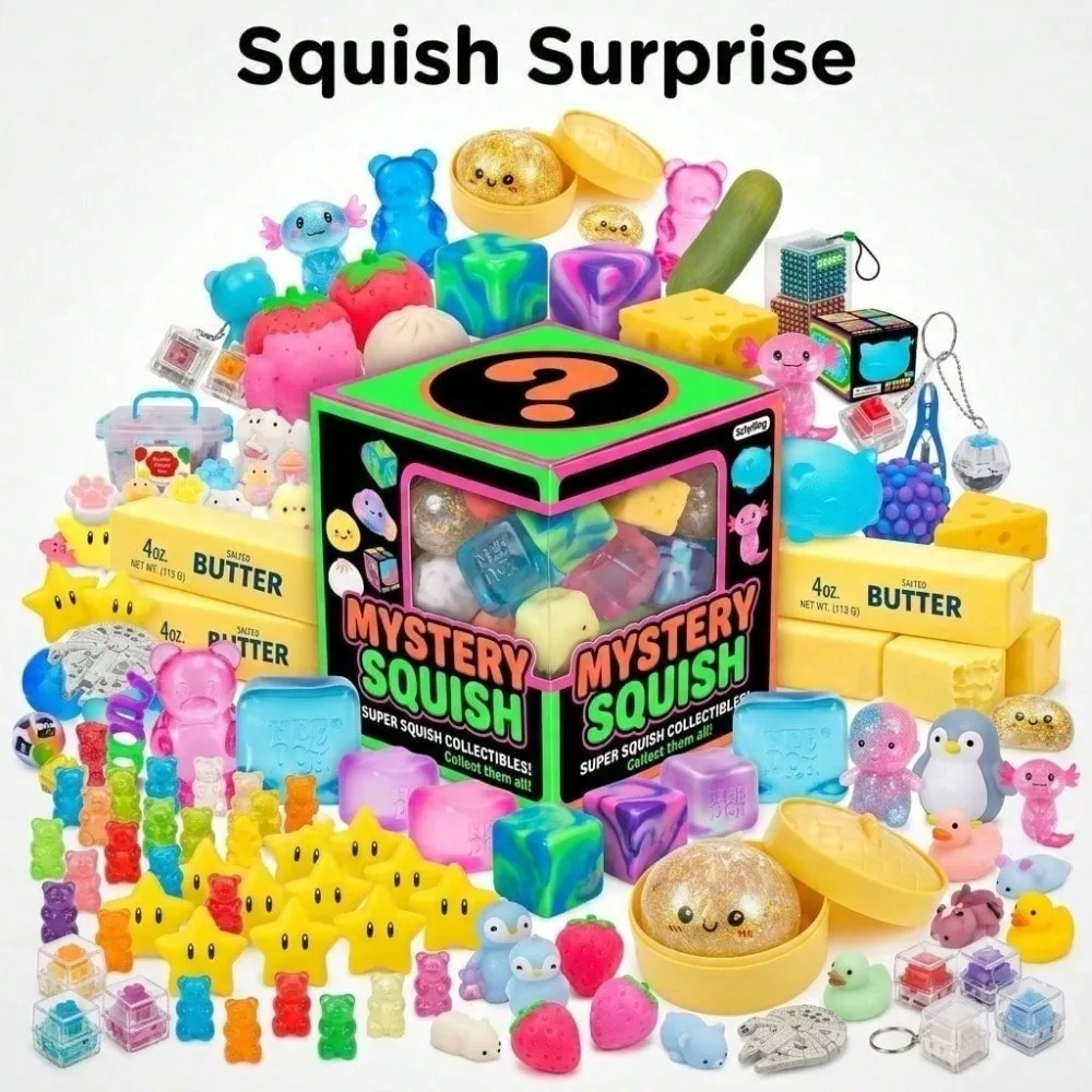 Caja Sorpresa Squishy de la Serie Básica Adorable: Juguete Sensorial Antiestrés de Subida Ultra Lenta, Suave al Tacto, para Aliviar el Estrés, Decoración de Escritorio, Juguete Coleccionable para Niños, Adolescentes y Adultos, Regalo para Cumpleaños, Navidad, Fiestas, Aula o como Recuerdo.