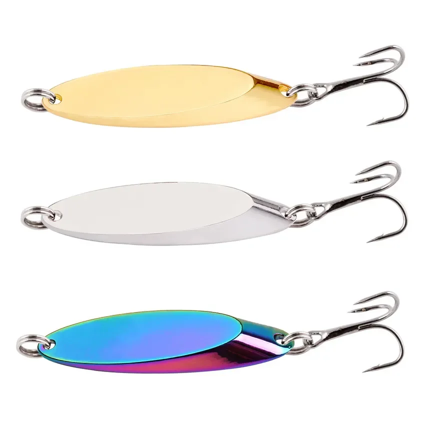 3/4PCS Metal Spoon Lure Sharp Treble Hook Hard Baits Sequins Artificial Bait Freshwater Spinner Fishing Tackle