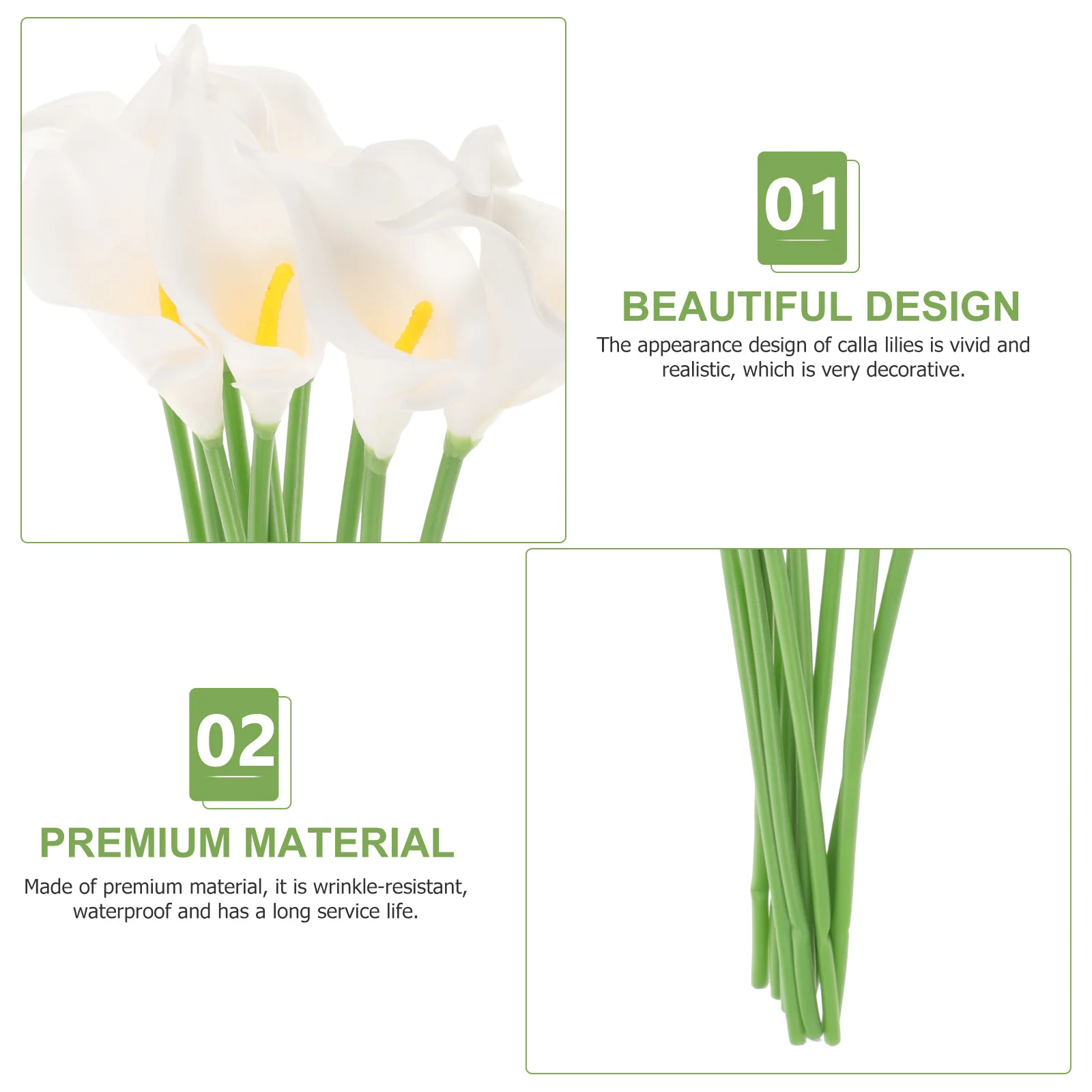 

10pcs Realistic Artificial Pu Calla Lily Flower Bouquets 35Cm White Wedding Bridal Bouquet For Home Party Decoration Waterproof