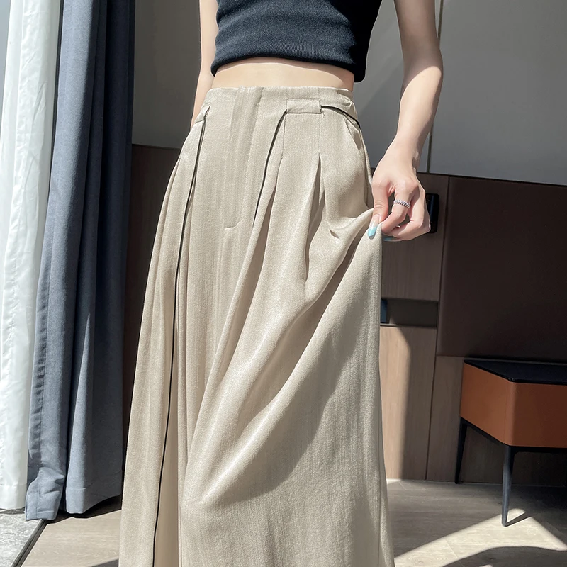 

Женские летние костюмные брюки из шелкового хлопка и льна, с завышенной талией, с завышенной талией, широкие брюки, повседневные прямые брюки Yamamoto