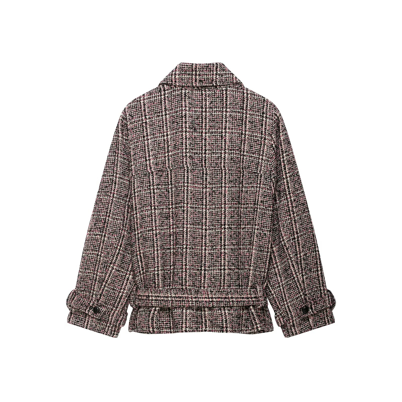 Winter new women's casual style long sleeved lapel, single breasted buckle strap decoration with waist belt jacket jacket