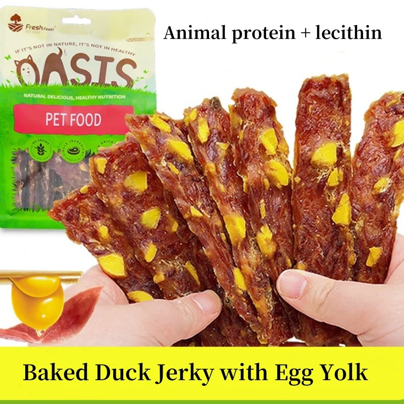 Dog Snacks Pet Snacks Duck Meat Chicken Beef Egg Yolk Slices 500g Pet Food Dog Duck Breast Jerky Dog Training Reward Beauty Hair