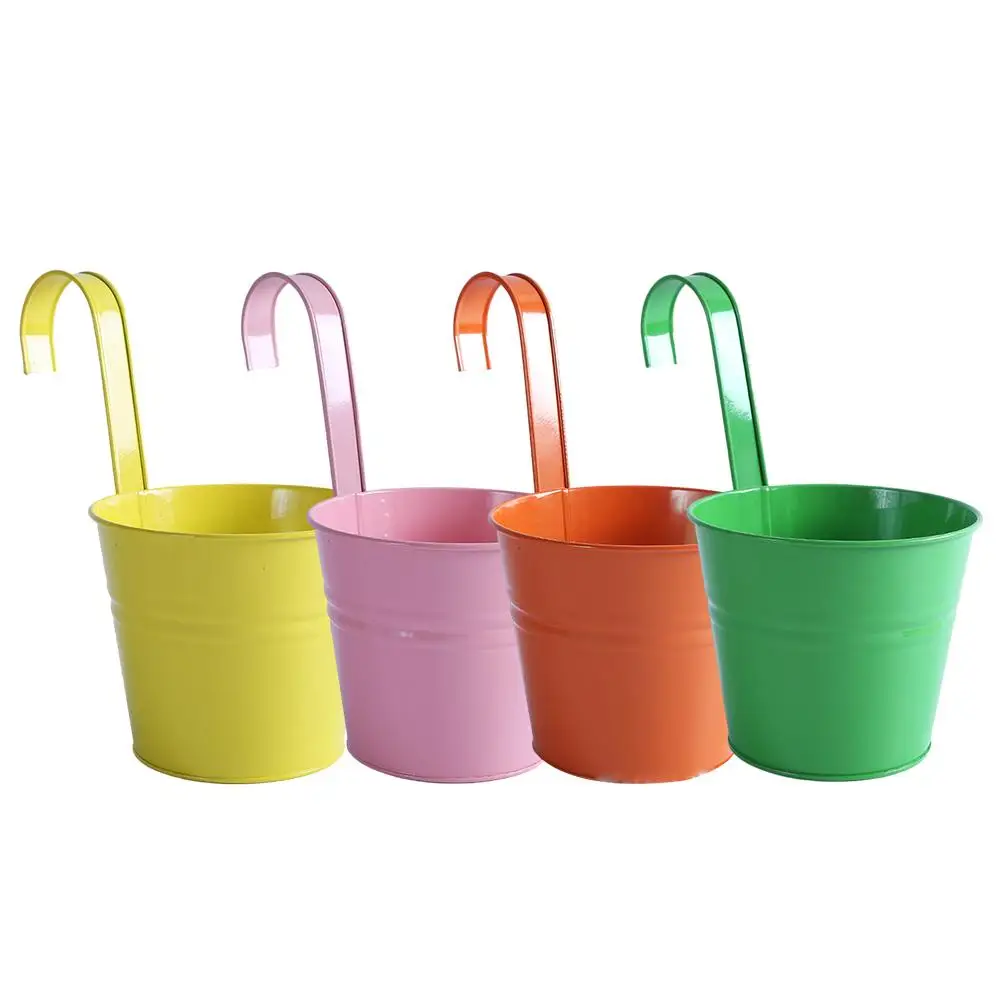 

4pcs Iron Hanging Flower Pot Flower Planter Decoration Balcony Hanging Bucket