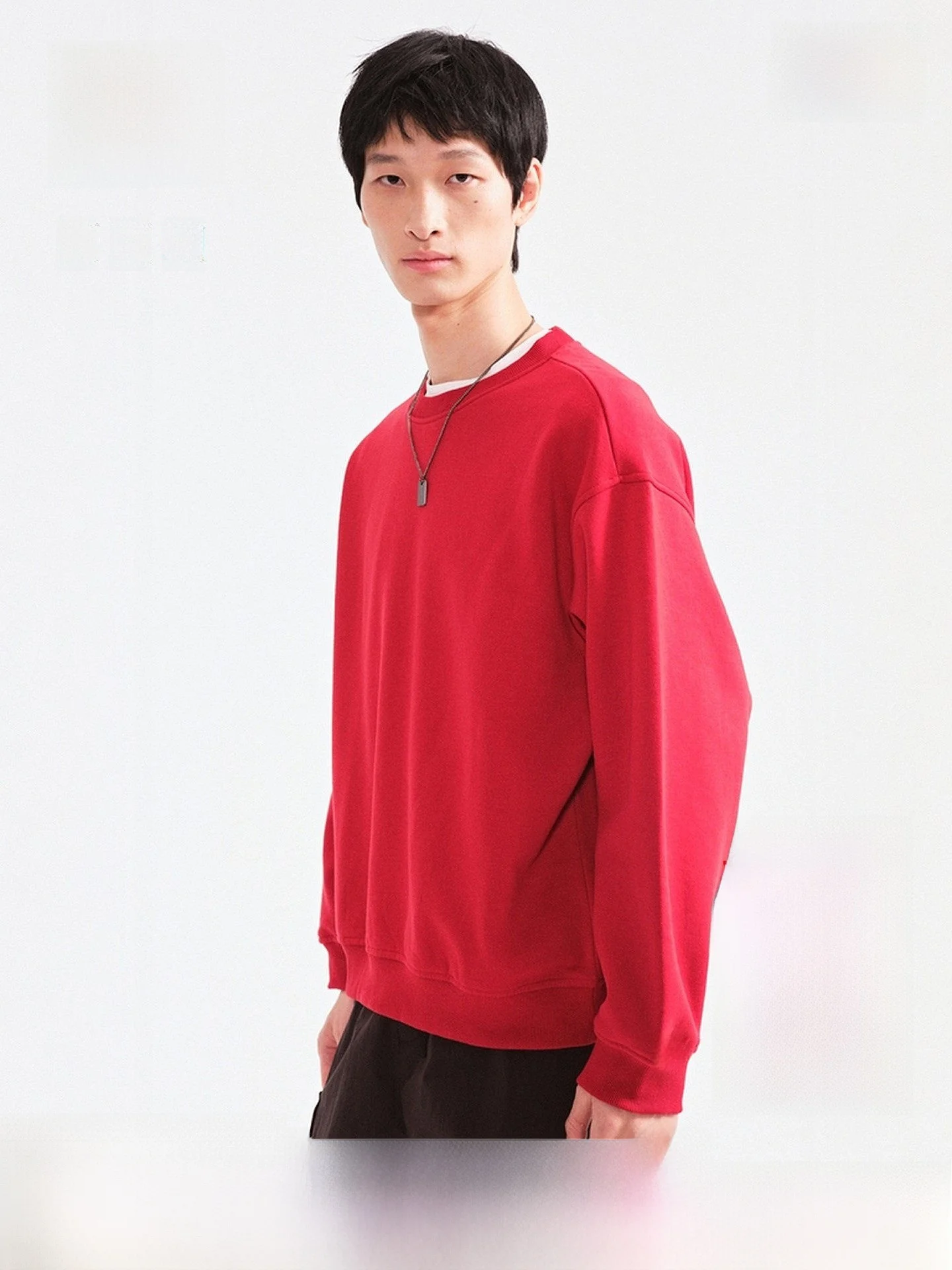 

H&M ex Oversized Hoodie Winter Casual Wear Red New Year Luy Year Fleece Lined Couple Tops Long Sve round Ne Sweats...
