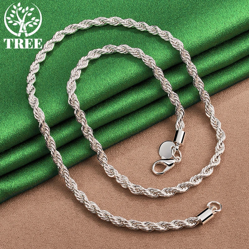 925 Sterling Silver Noble 16 18 20 22 24 Inch Rope Chain Necklaces For Woman Man Party Birthday Engagement Wedding Charm Jewelry