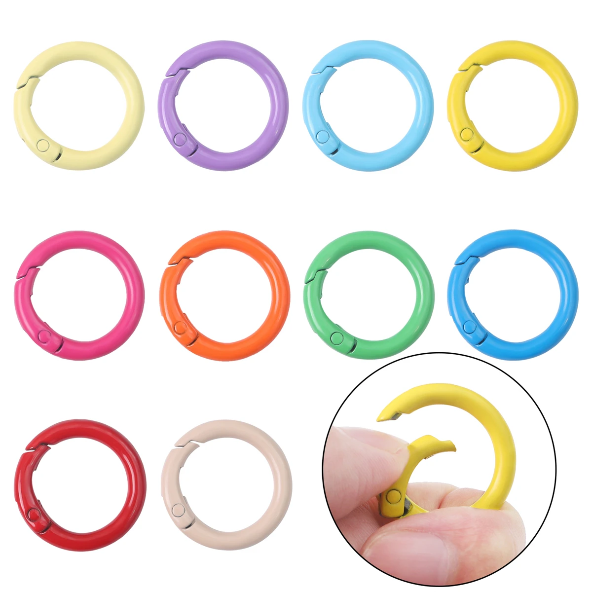2-5Pcs Colorful 25mm Alloy Trigger Round Snap Keyring Buckle Snap Hook O Ring Buckle for Keychain Bag Purse DIY Accessories