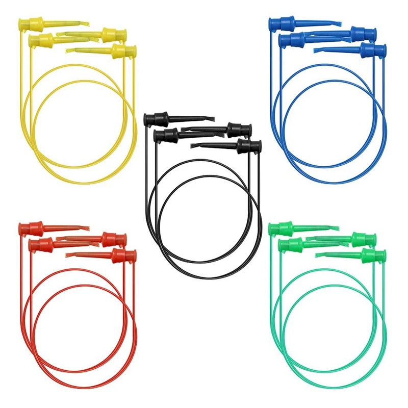 10Pcs Multimeter Electrical Test Dual Lead Test Hook Clips -5 Colors Silicone To Flexible