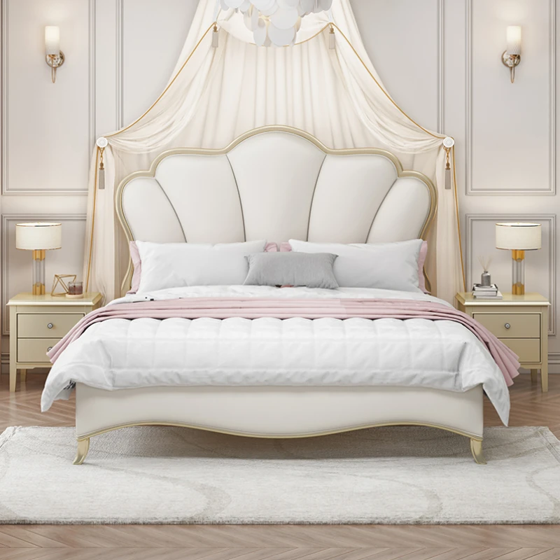 

Storage Villa Double Bed Designer Twin Glamorous Wood Luxury White Bed Frame Full Size Sleeping Cama De Casal Bedroom Furniture