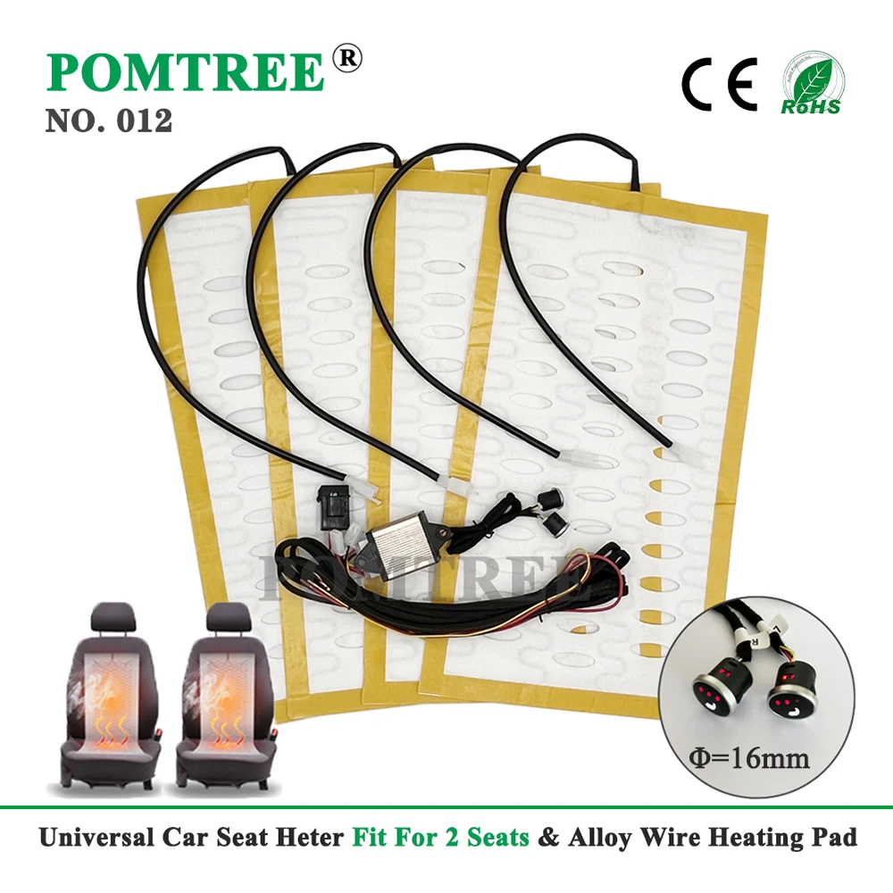 Built-in Car Seat Heater Kit Universal 12V Alloy Wire Fast Heating Pad With Ventilation Hole 3 Levels Dual Control Switch System