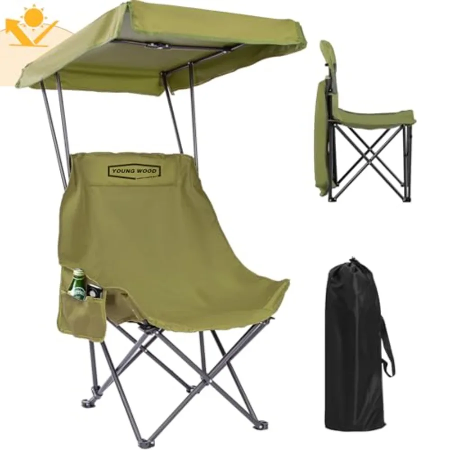 

Portable Camping Chair Beach Chair with Shade Canopy, Fold Lightweight Oversized for All, Easy to Open and Close Without Instal