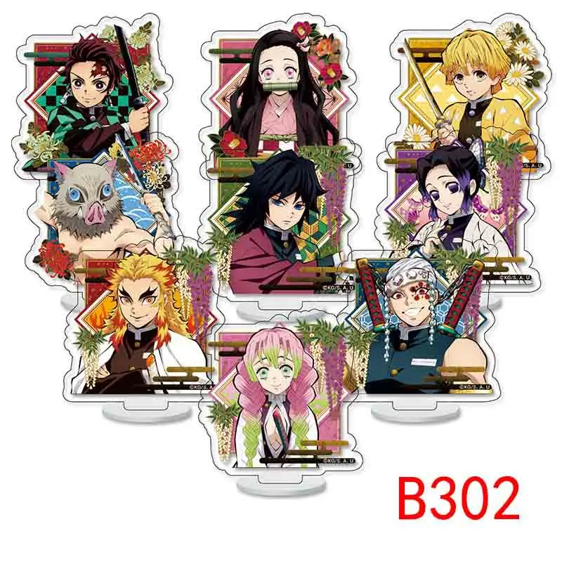 

demon slayer mini stand set 9 pieces set transparent acrylic 6cm stand set anime children's toys birthday gift unisex wholesale