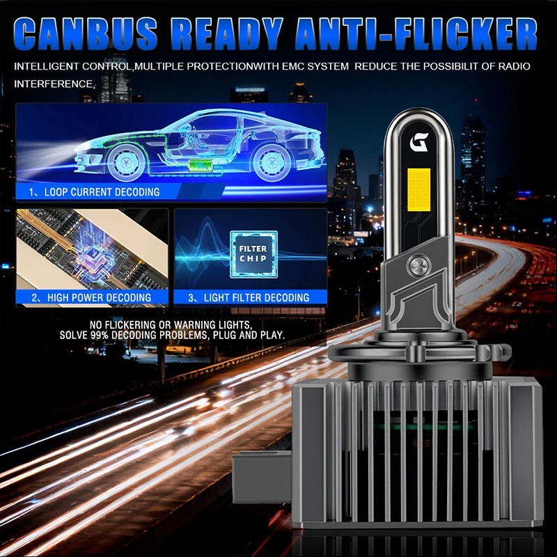 D SERIES D1S LED Car Headlight HID Bulbs D2S D3S D4S D5S D8S Turbo Fan 6000K D1R D2R D3R D4R Auto Lamp CANbus No Error Plug&Play view 5