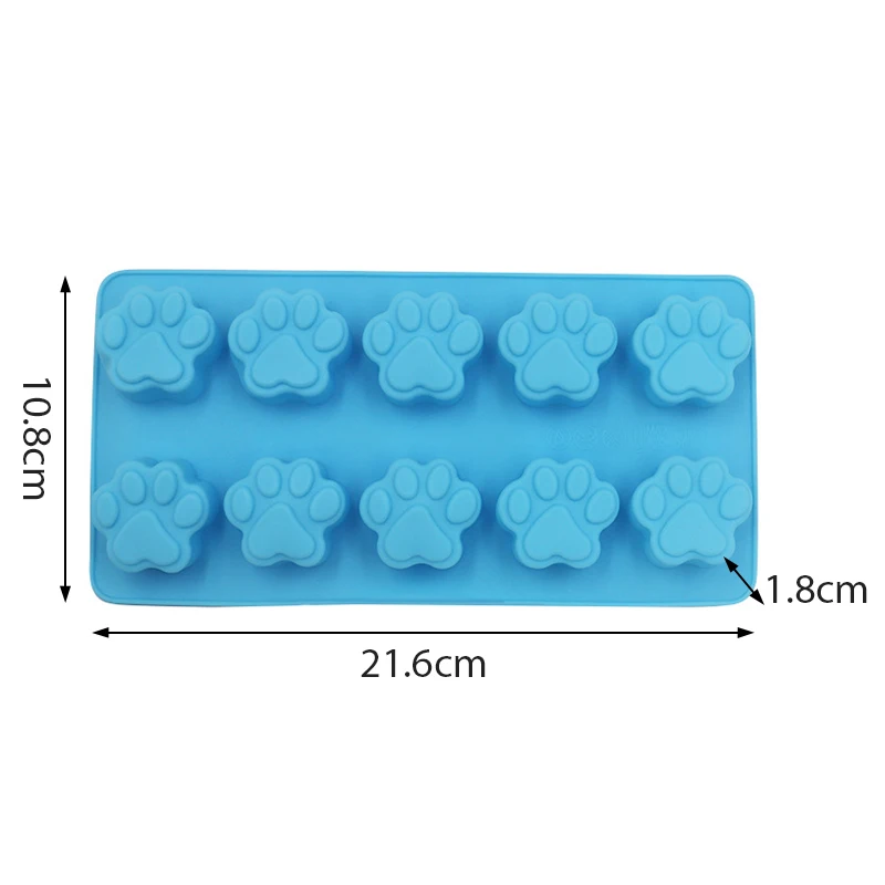 10 Cells Dog Cat Paw Silicone Cake Molds For Biscuit Jelly Baking Pan Ice Tray