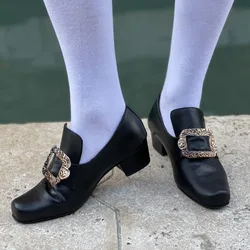 Retro Western Medieval Renaissance Role Playing Noble Men And Women Solid Color High Heels Marian Shoes Halloween Costume Party