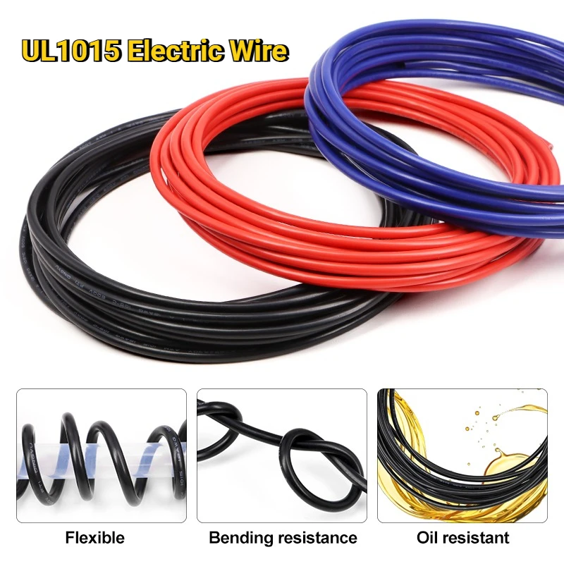 

UL1015 Multi-stranded Electric Wire 24 22 20 18 16 14 12 10 08 AWG PVC Insulated Tinned Copper Cable for Lamp Lighting 1/2/5/10M