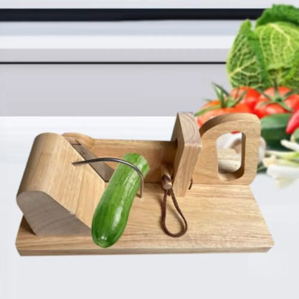 Wood Sausage Slicer Kitchen Gadget Wooden Chorizo Guillotine Slicer Salami Cutter Cutting Boards with Stainless Steel