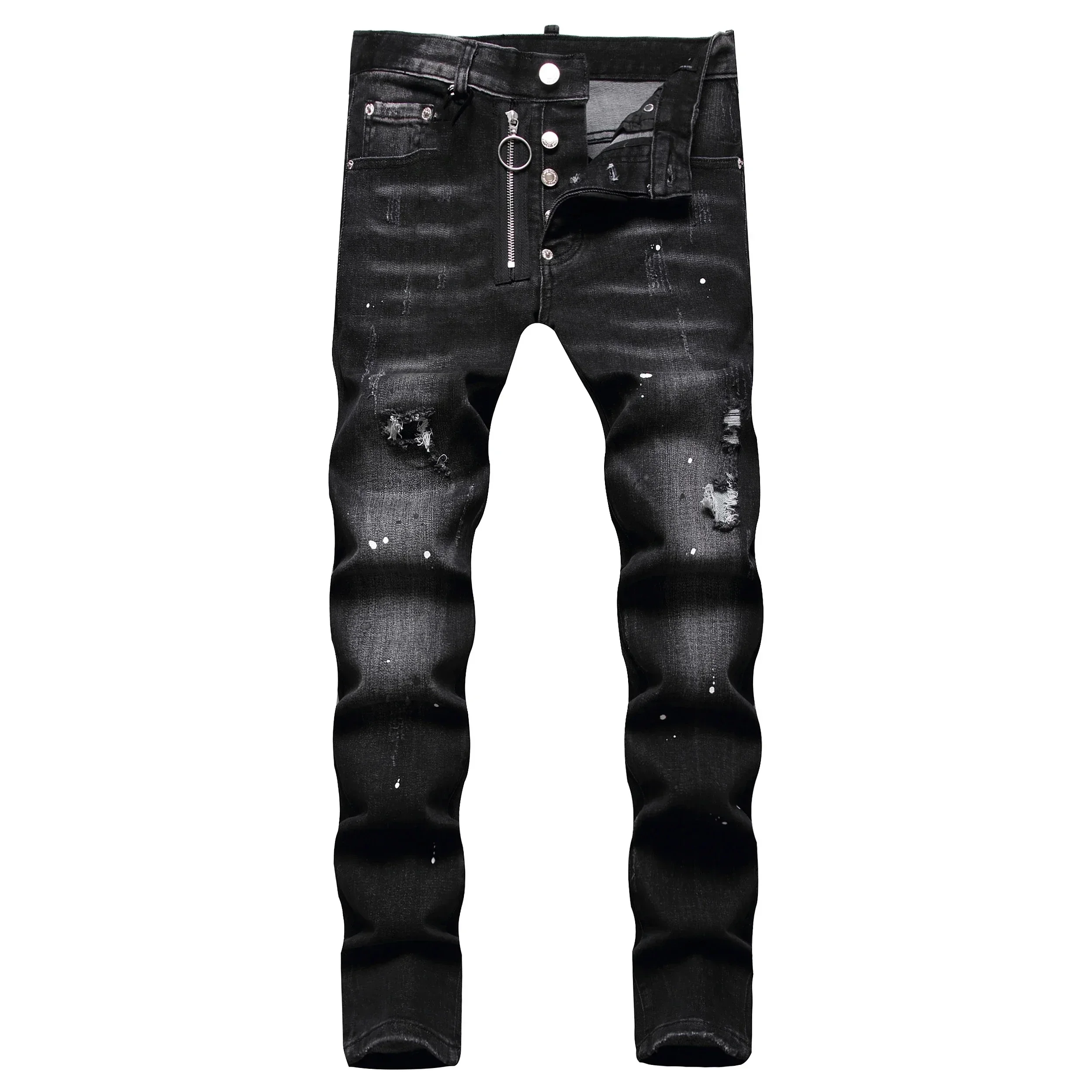 2025 Gescheurde Jeans Voor Heren Luxe Merk Lichtblauwe Gaten Lange Broek Kwaliteit Mannelijke Mode Stretch Slanke Broek Mannen Skinny Jeans