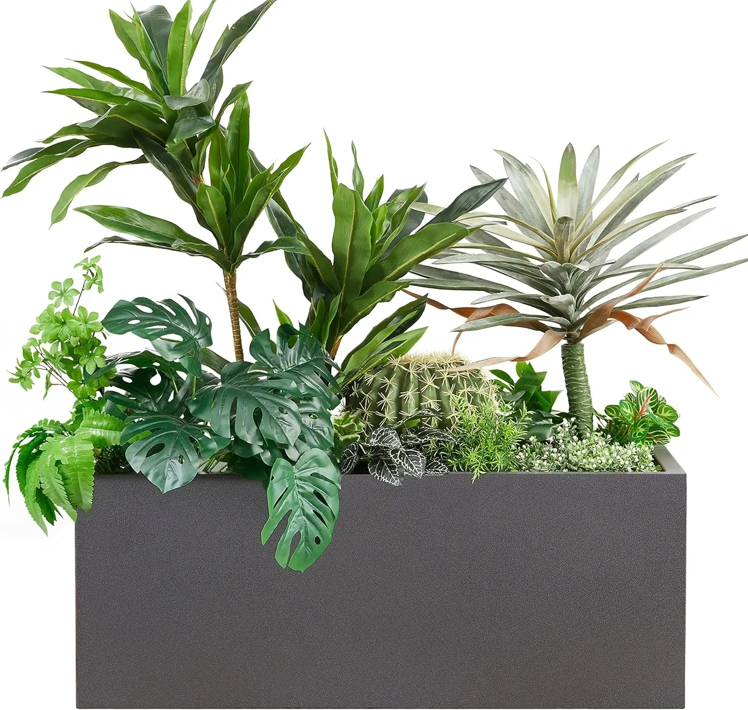 Metallic Heavy Long and Large Outdoor/Indoor Planter Box, 38”Lx15”Wx15”H, 40Pounds, Gray