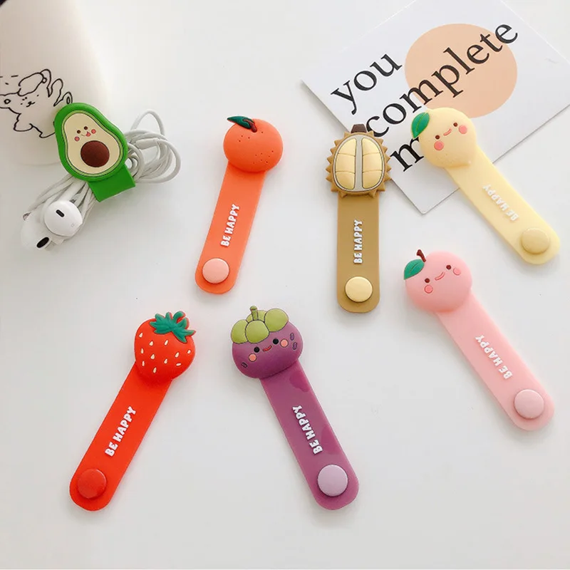 Avocado Fruit Universal Line Storage Clip Desk Organizer Winder Portable Earphone Data Cable Storage Buckle Kitchen Organizer