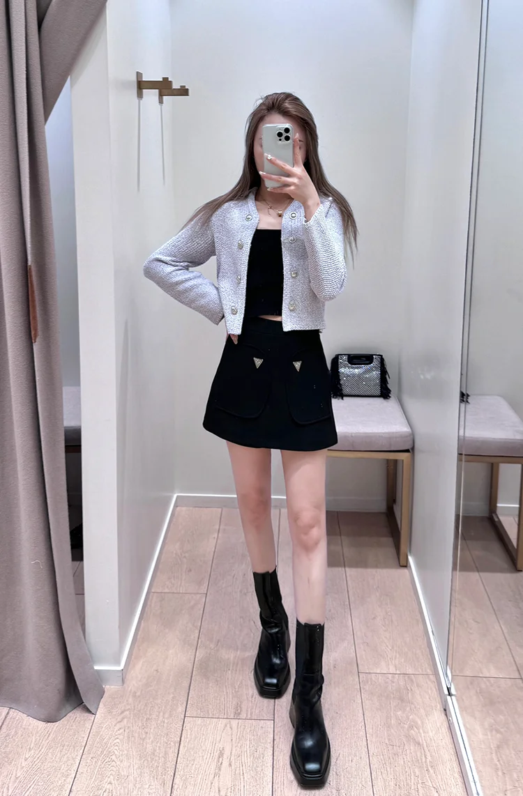 Ele lichtpaars gebreide ort jas M-Home Dames Faion Design Sensation Fraance Sle Top Quali lenteseizoen