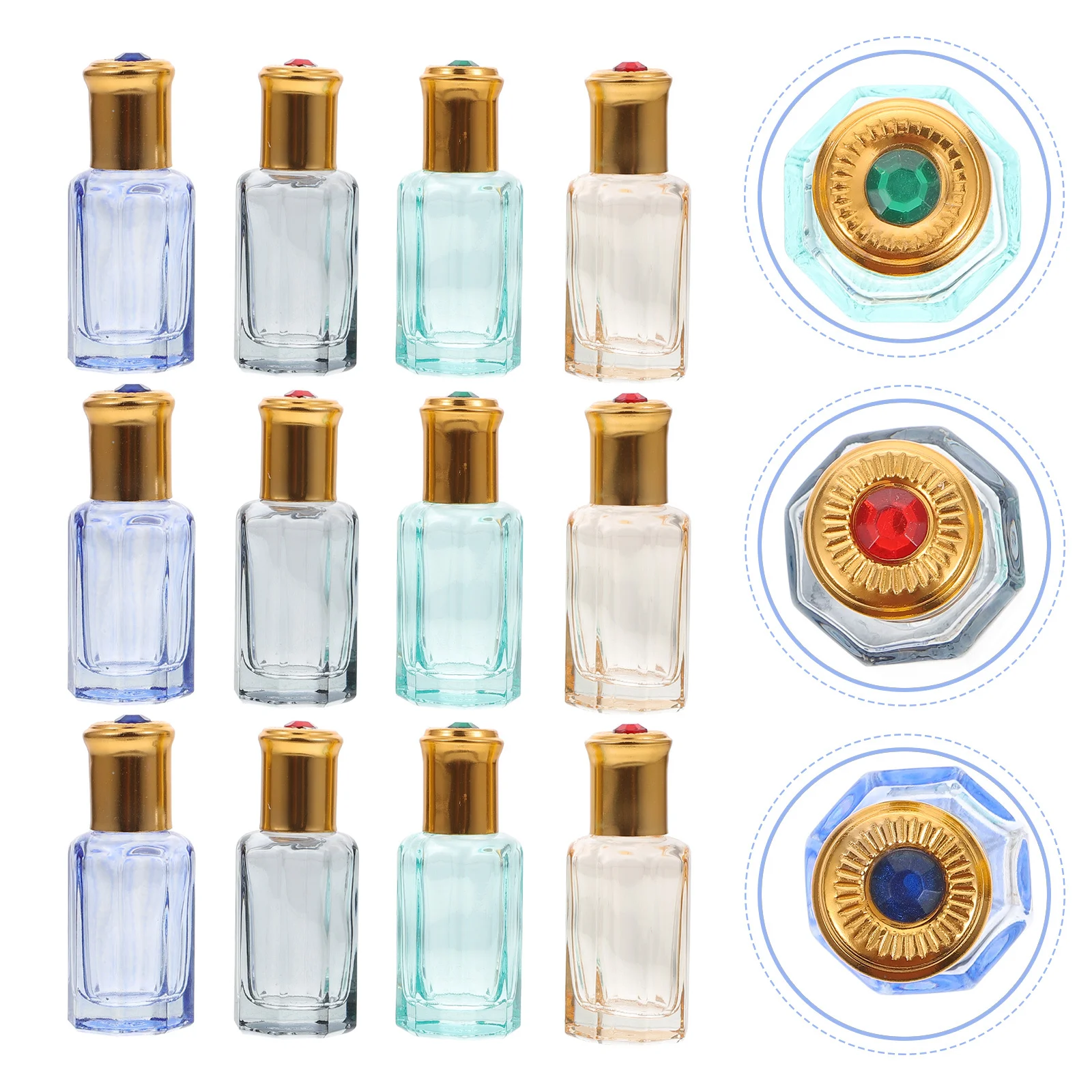 

12Pcs Liquid Roller Glass Bottle Compact Essential Oil Sub Containers Spill-Resistant Sub Bottles for on-The-Go Perfume