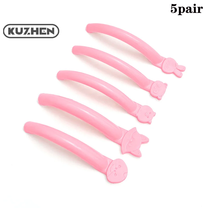 5Pair Cartoon Animal Shape Glue Silicone Eyelash Perm Pads Sticky Lashes Rods Shield Lifting 3D Eyelash Curler Applicator