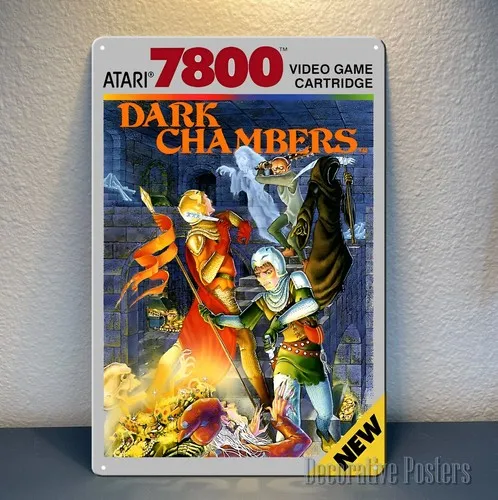 Y1, Dark Chambers Retro Video Game Metal Poster - Placa de metal de 20x30cm
