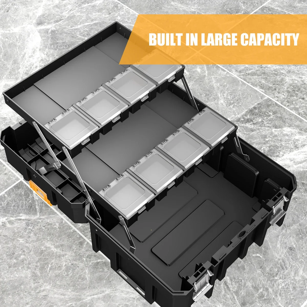 AIRAJ Stackable Modular Combo Toolbox Set -Portable Combo ToolBox with Wheels for Space-Saving Modular Assembly & Easy Mobility!
